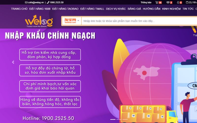 Đơn vị nhập hàng hộ Trung Quốc uy tín - Welog