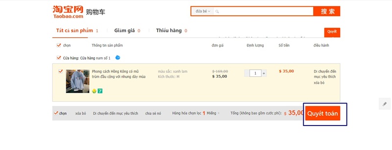 Tiến hành thanh toán